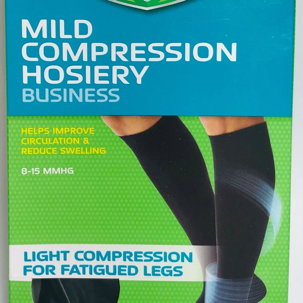 Curad Black Mild Compression Hosiery 8-15 MMHG  Knee Highs Size L